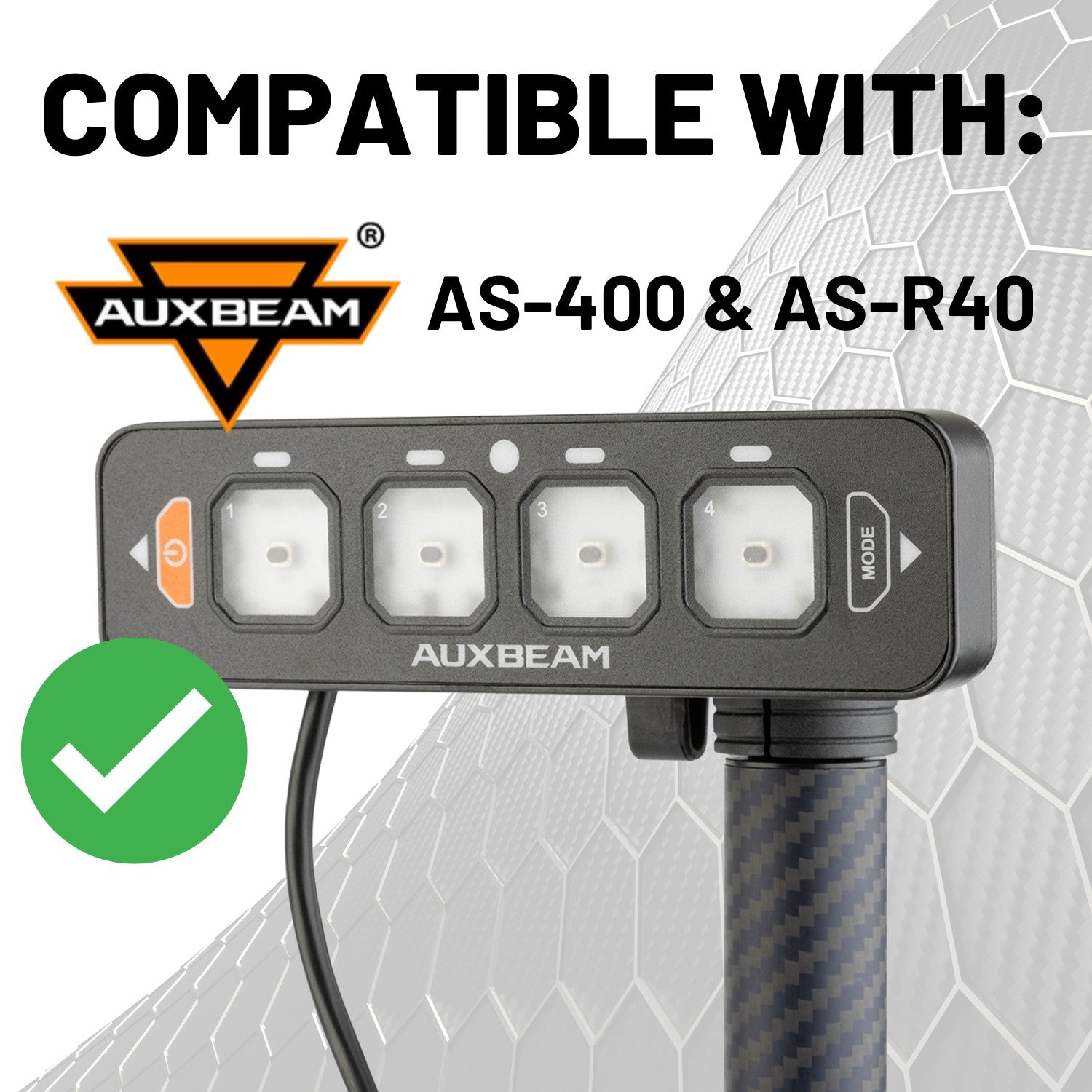 Auxbeam AS Series 4 Gang Switch Panel Mount with 20mm Ball