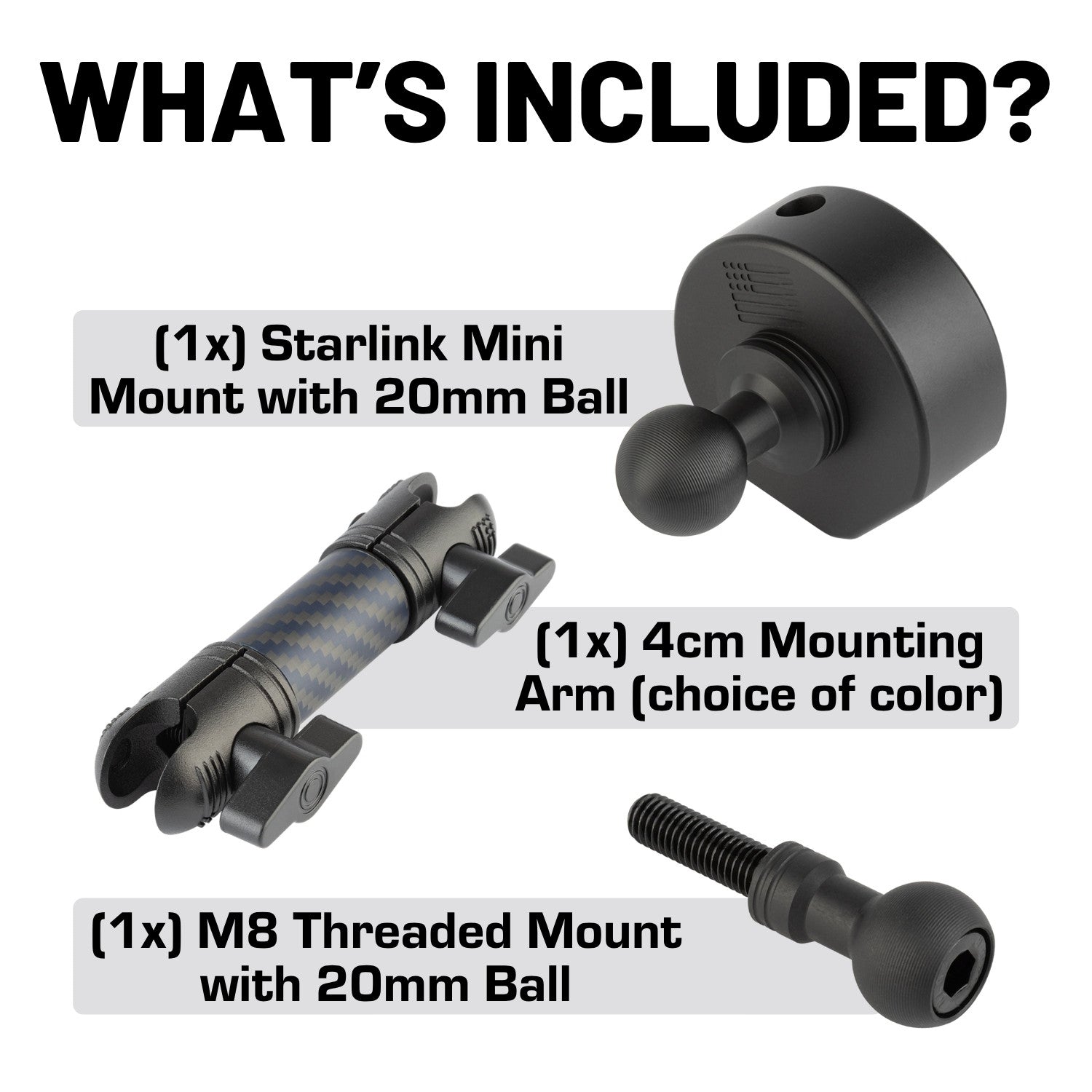 Starlink Mini CNC Aluminum Satellite Dish Mounting Kit compatible with 2018+ 4-Door Jeep Wrangler JL