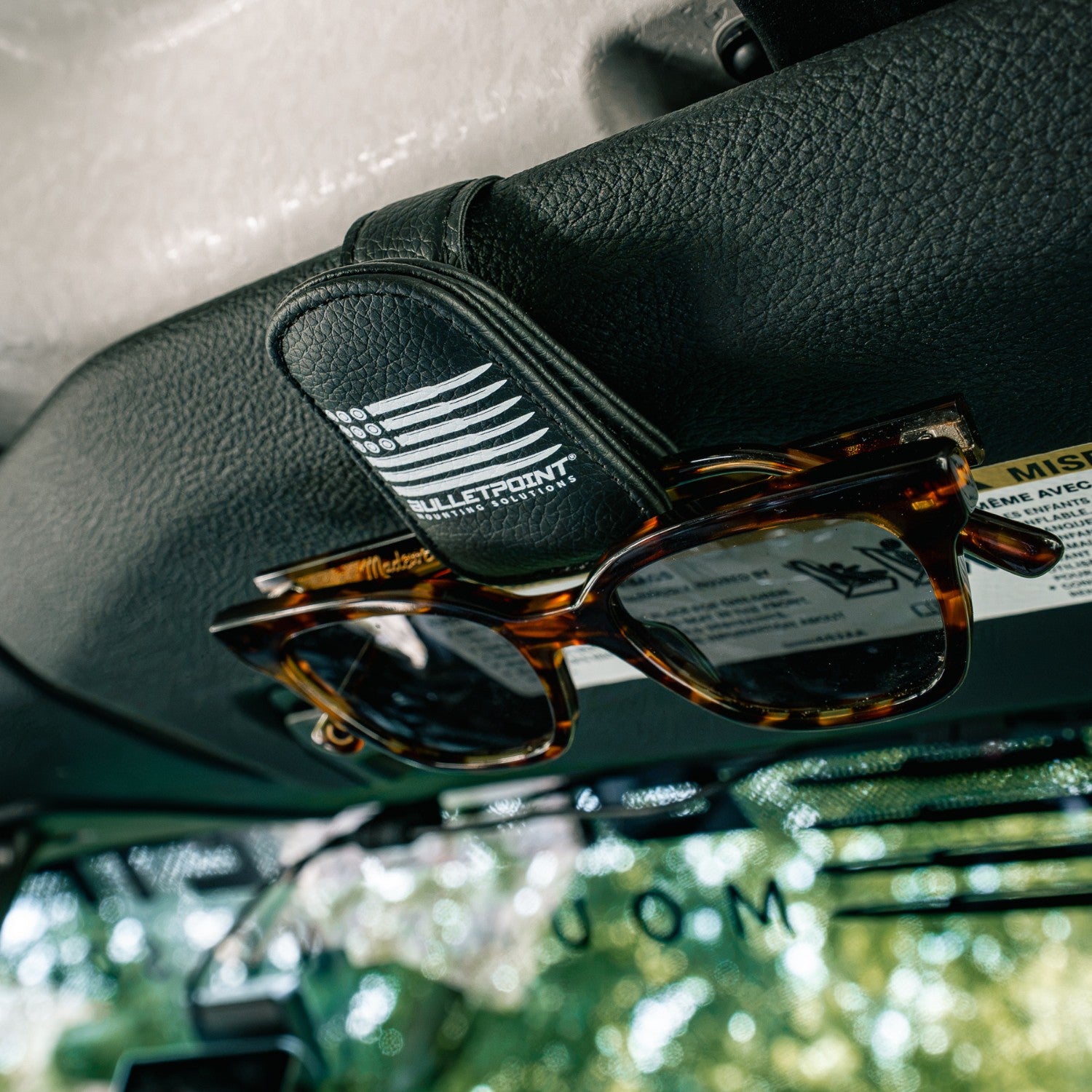 Leather Sunglasses Holder for Sun Visor with Strong Magnetic Closure