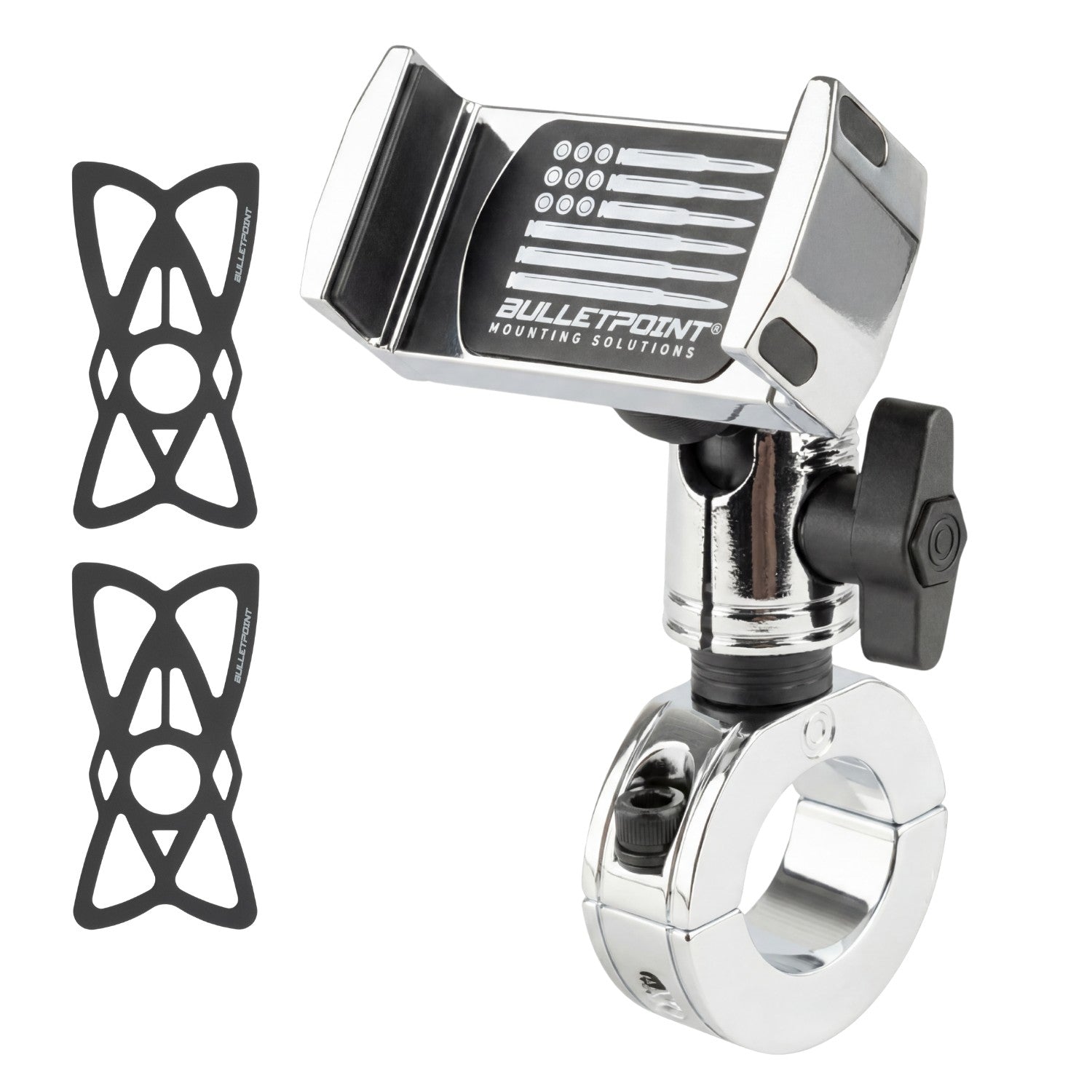Multi-Size Chrome Bar Clamp with 20mm Connector End compatible with 7/8" to 1.25" Bars