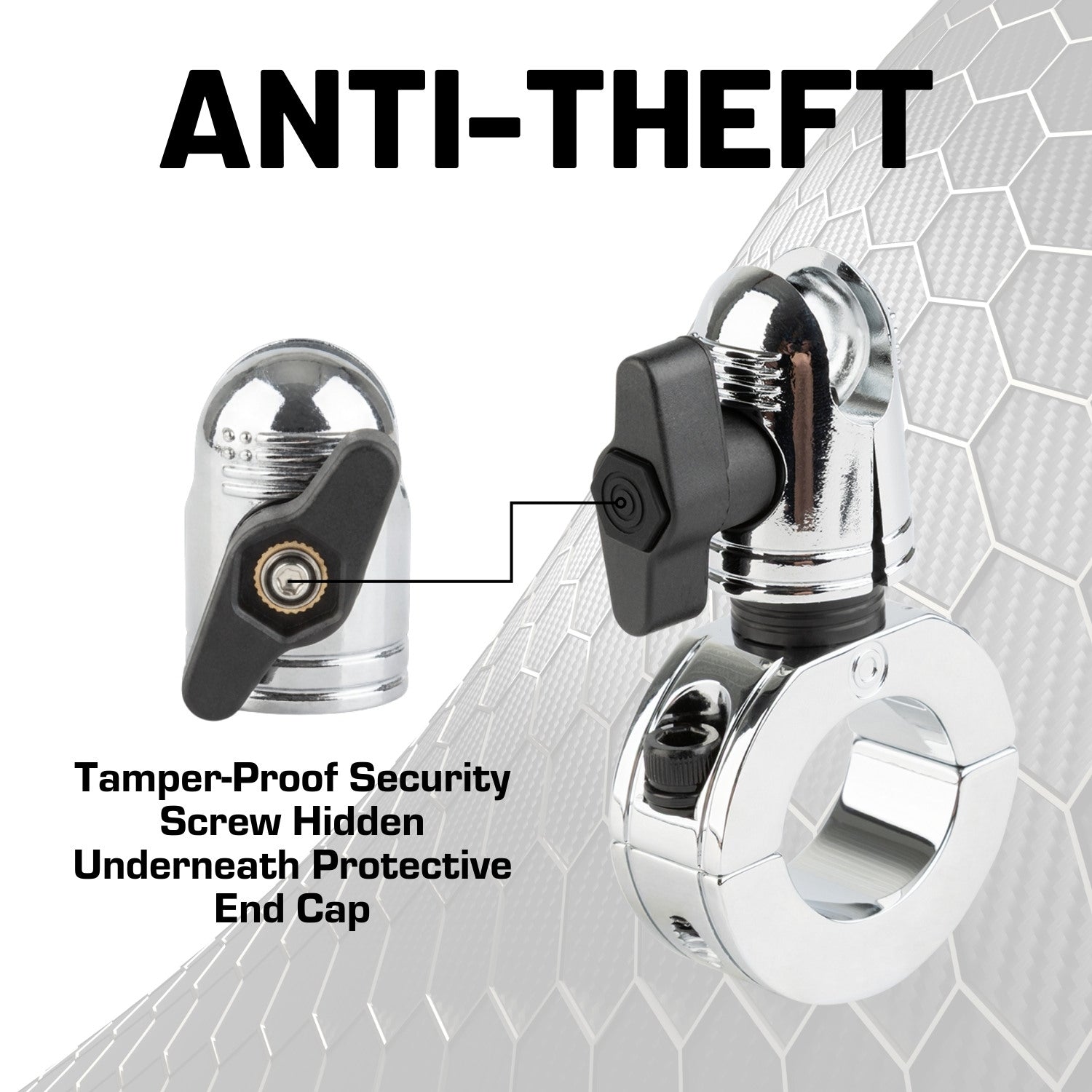 Multi-Size Chrome Bar Clamp with 20mm Connector End compatible with 7/8" to 1.25" Bars