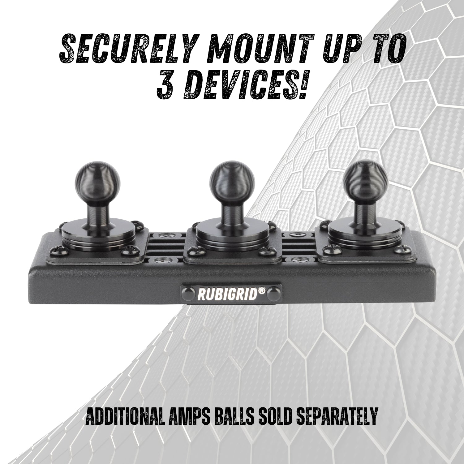 RubiGridยฎ Universal Dash Mount Phone + Device Holder with 3-Ball Capacity