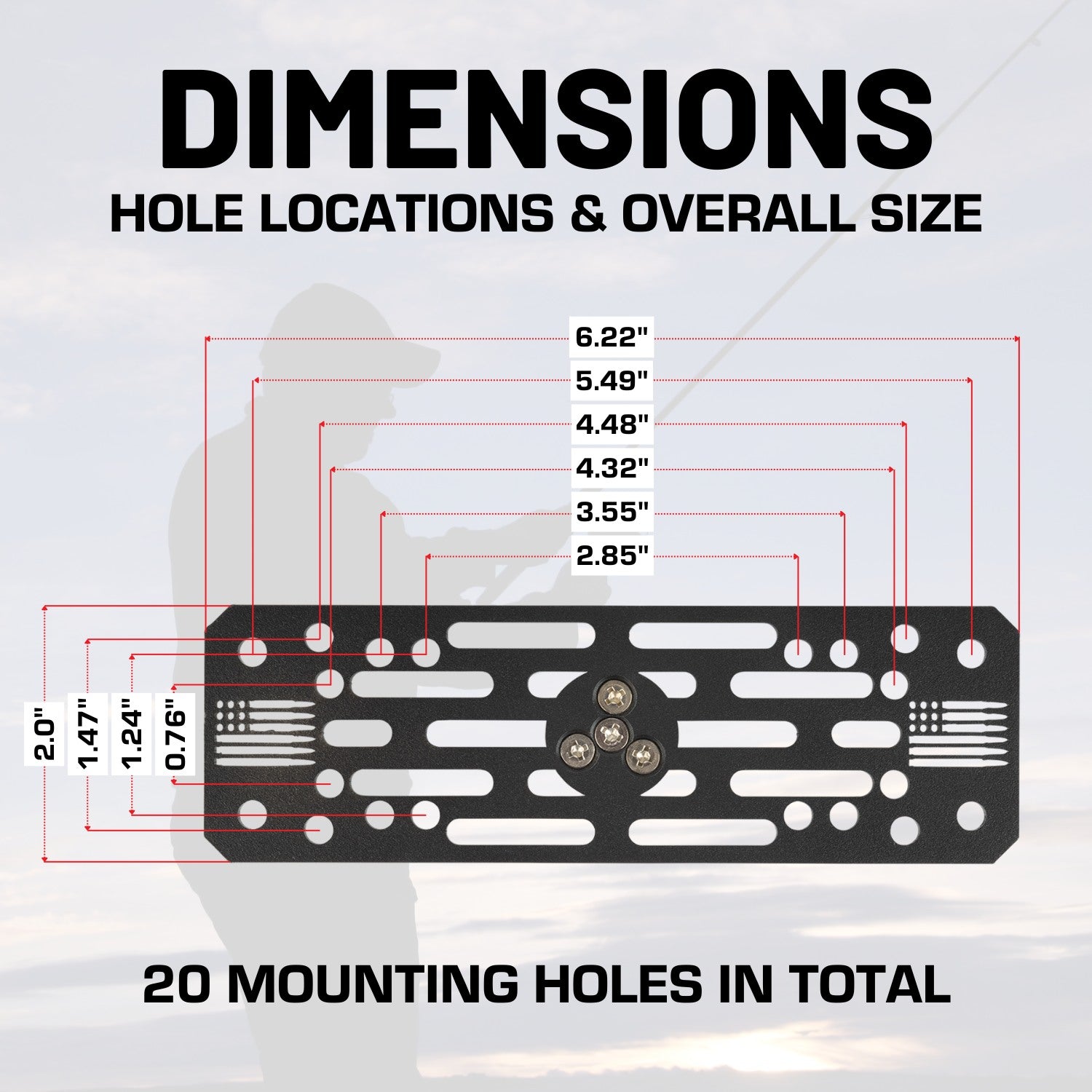 Universal Fish Finder Mount with 20mm Connector End Nubby Edition - Aluminum Marine Device Plate compatible with Garmin / Lowrance / Humminbird / Raymarine