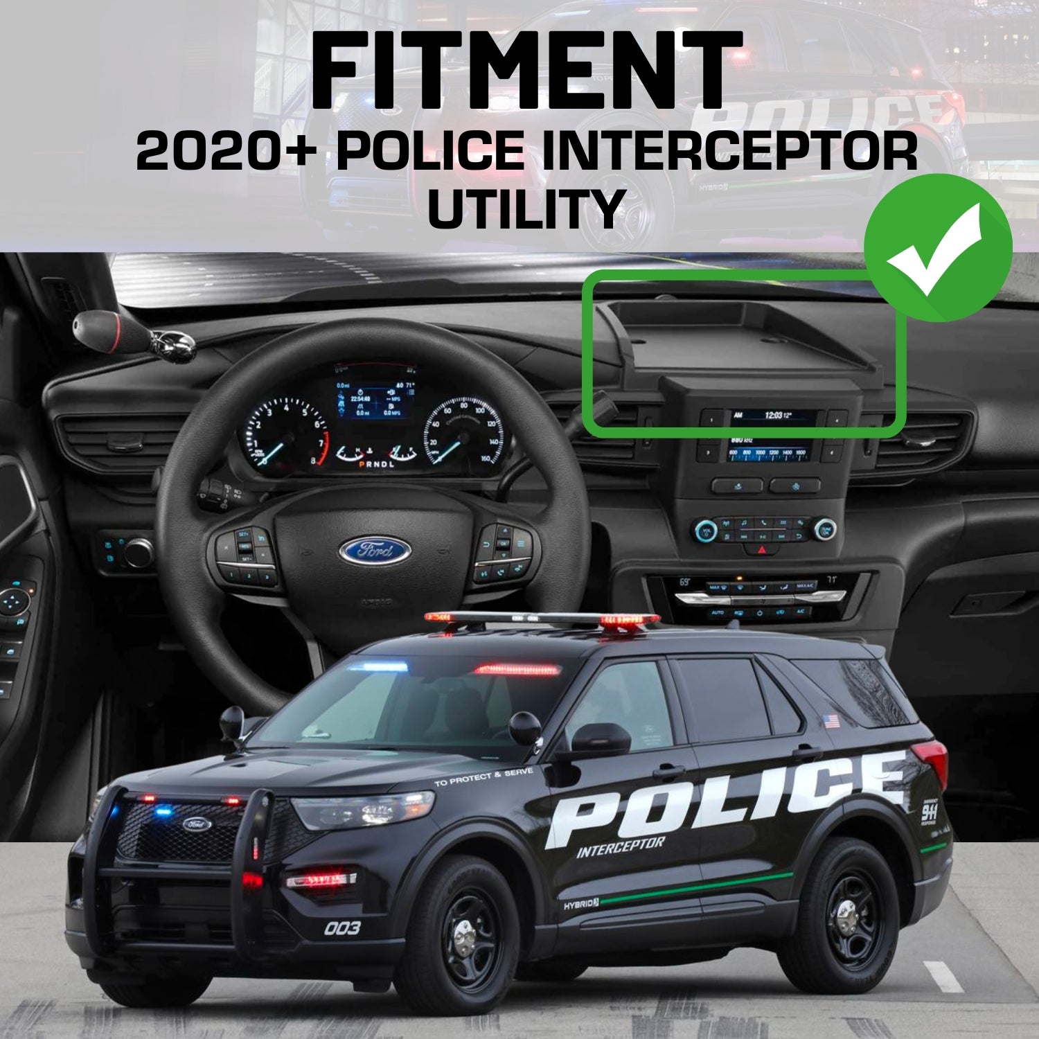 RubiGrid® 2020+ Ford Police Interceptor Utility Explorer Device Dash Mount Phone Holder