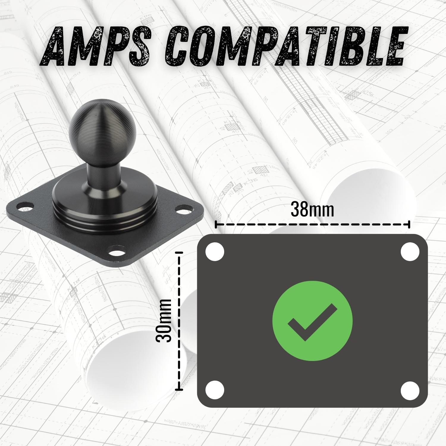 4-Hole AMPS Base + 7cm Mounting Arm + Device Holder Kit for RubiGrid® Dash Mounts