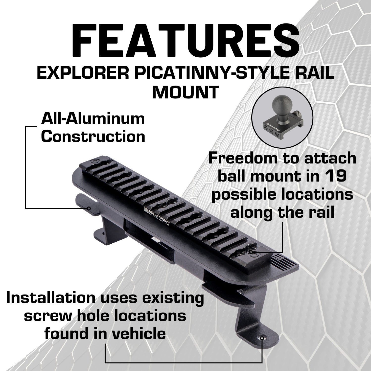 Picatinny-Style Rail Mount Multi-Device Phone Holder compatible with 2025+ Ford Explorer