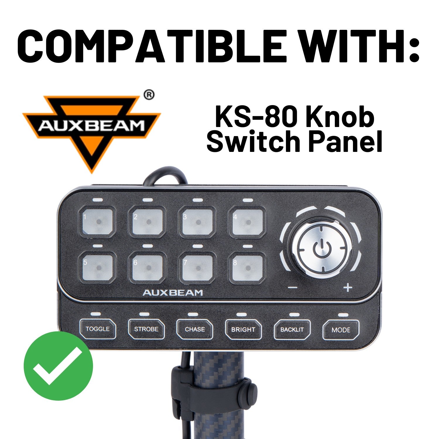 Auxbeam RGB Series 8 Gang RA80 XL + KS-80 Switch Panel Mount with 20mm Connector Nubby Edition