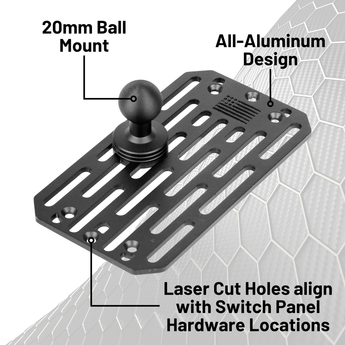 Auxbeam RGB Series 8 Gang RA80 XL + KS-80 Switch Panel Mount with 20mm Ball