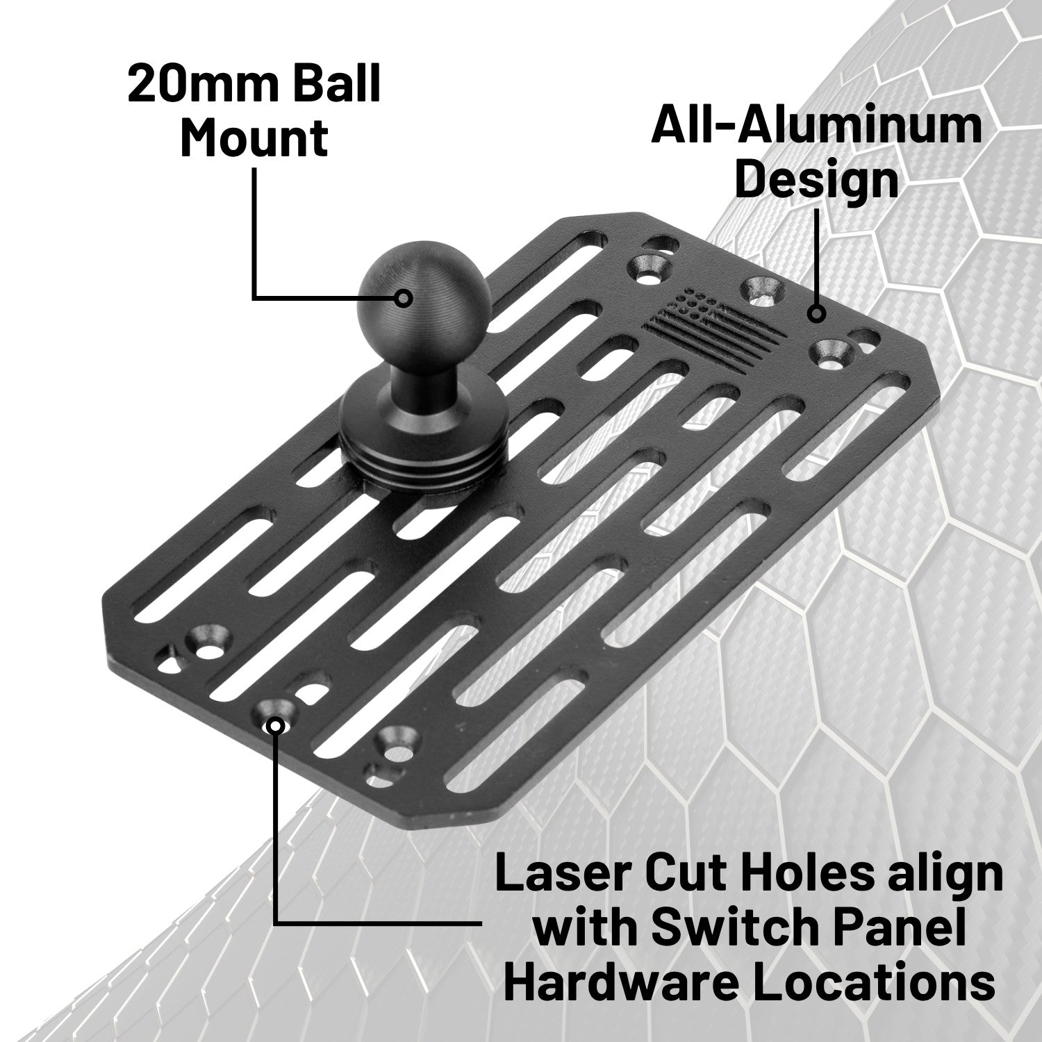 Auxbeam RGB Series 8 Gang RA80 XL + KS-80 Switch Panel Mount with 20mm Ball