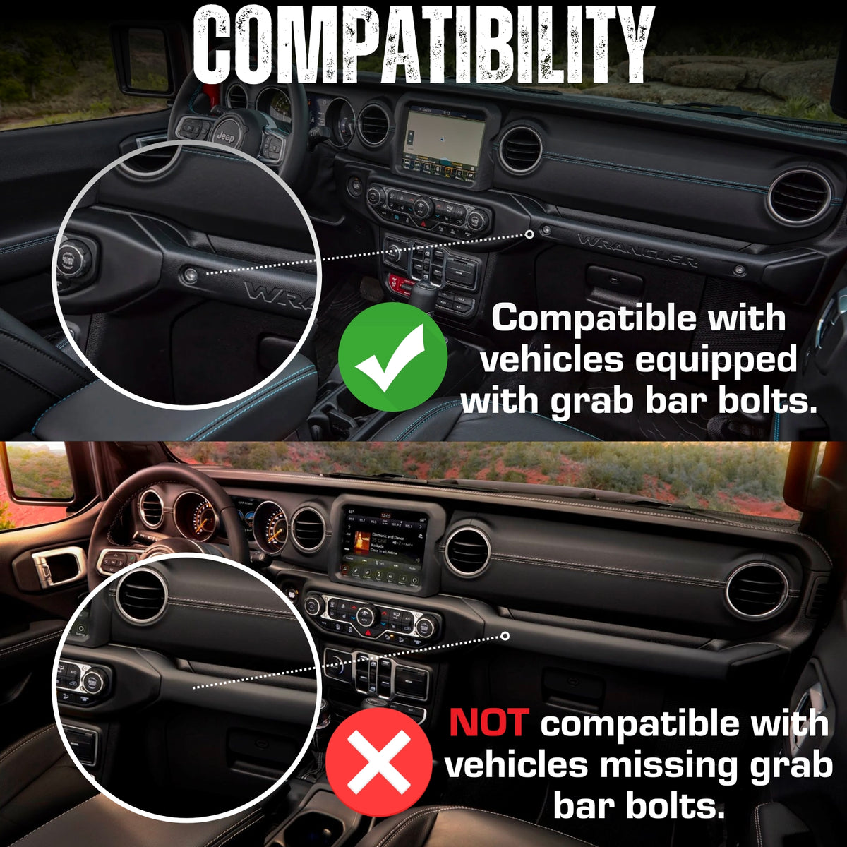 2018-2023 Jeep Wrangler JL + 2020-2023 Jeep Gladiator Grab Bar Mounting Point
