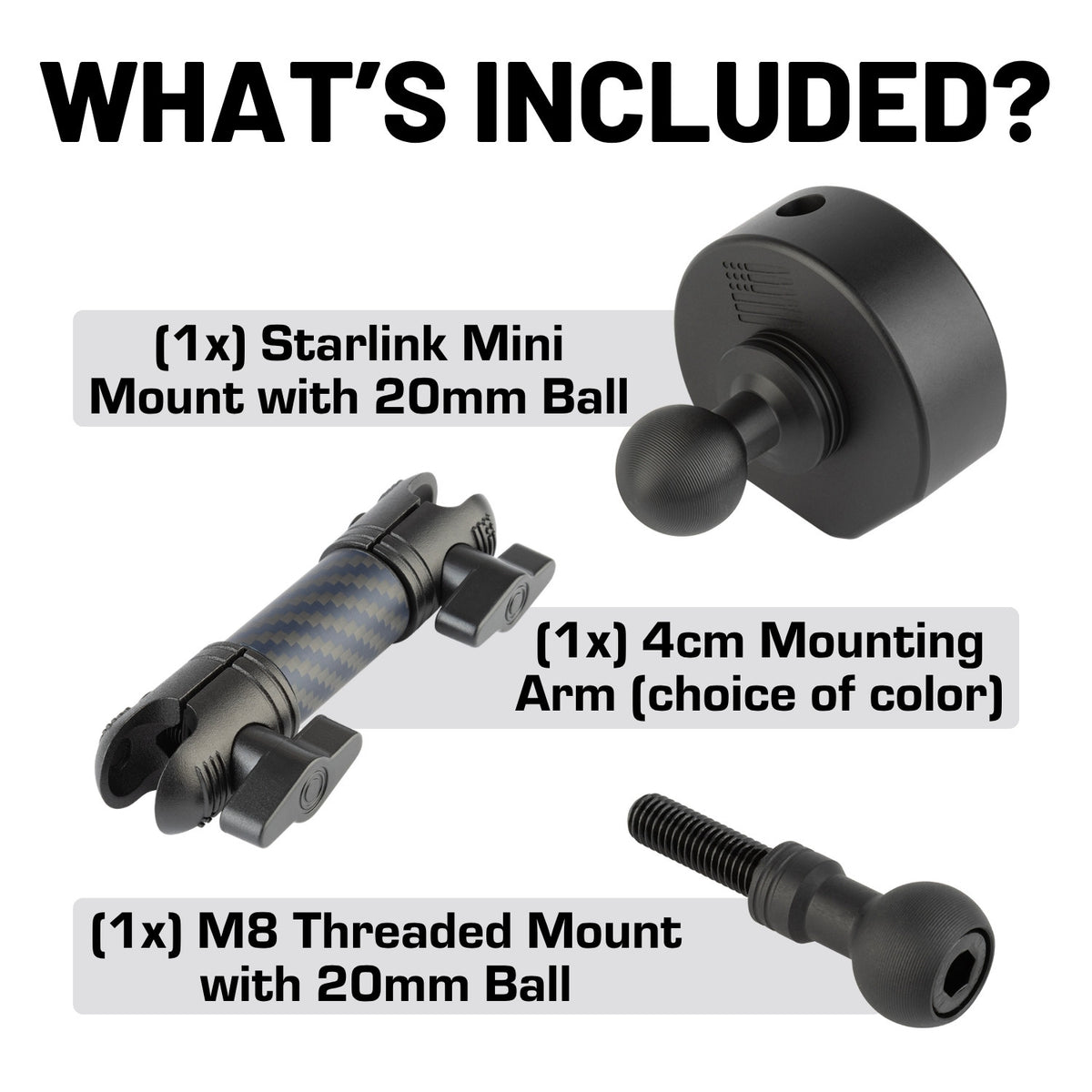 Starlink Mini CNC Aluminum Satellite Dish Mounting Kit compatible with 2018+ 4-Door Jeep Wrangler JL