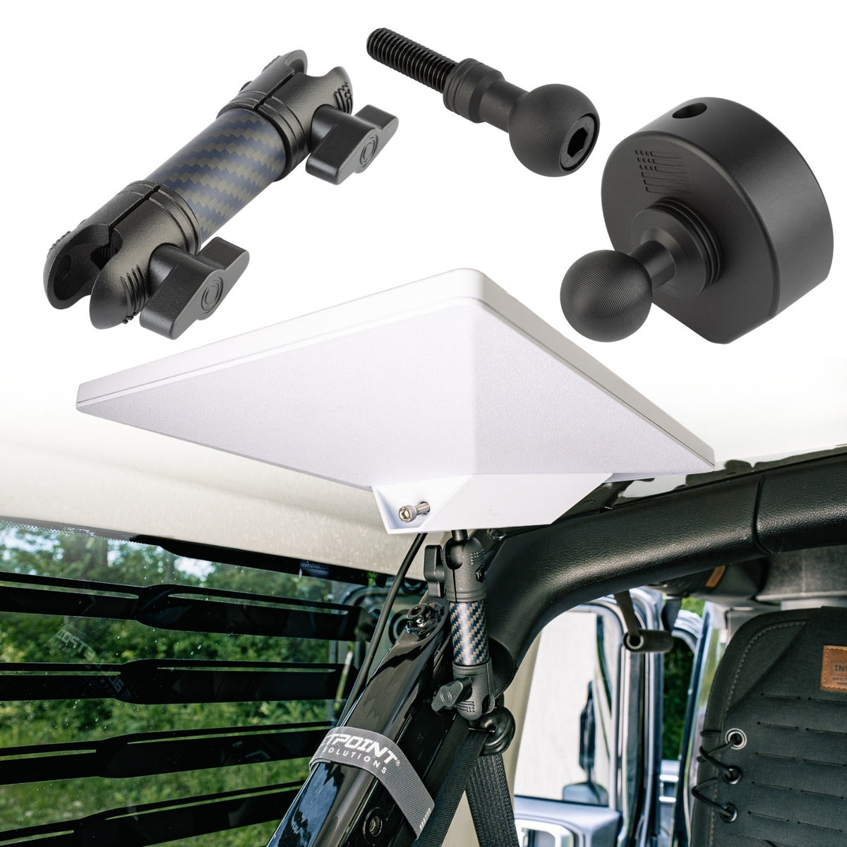 Starlink Mini CNC Aluminum Satellite Dish Mounting Kit compatible with 2018+ 4-Door Jeep Wrangler JL