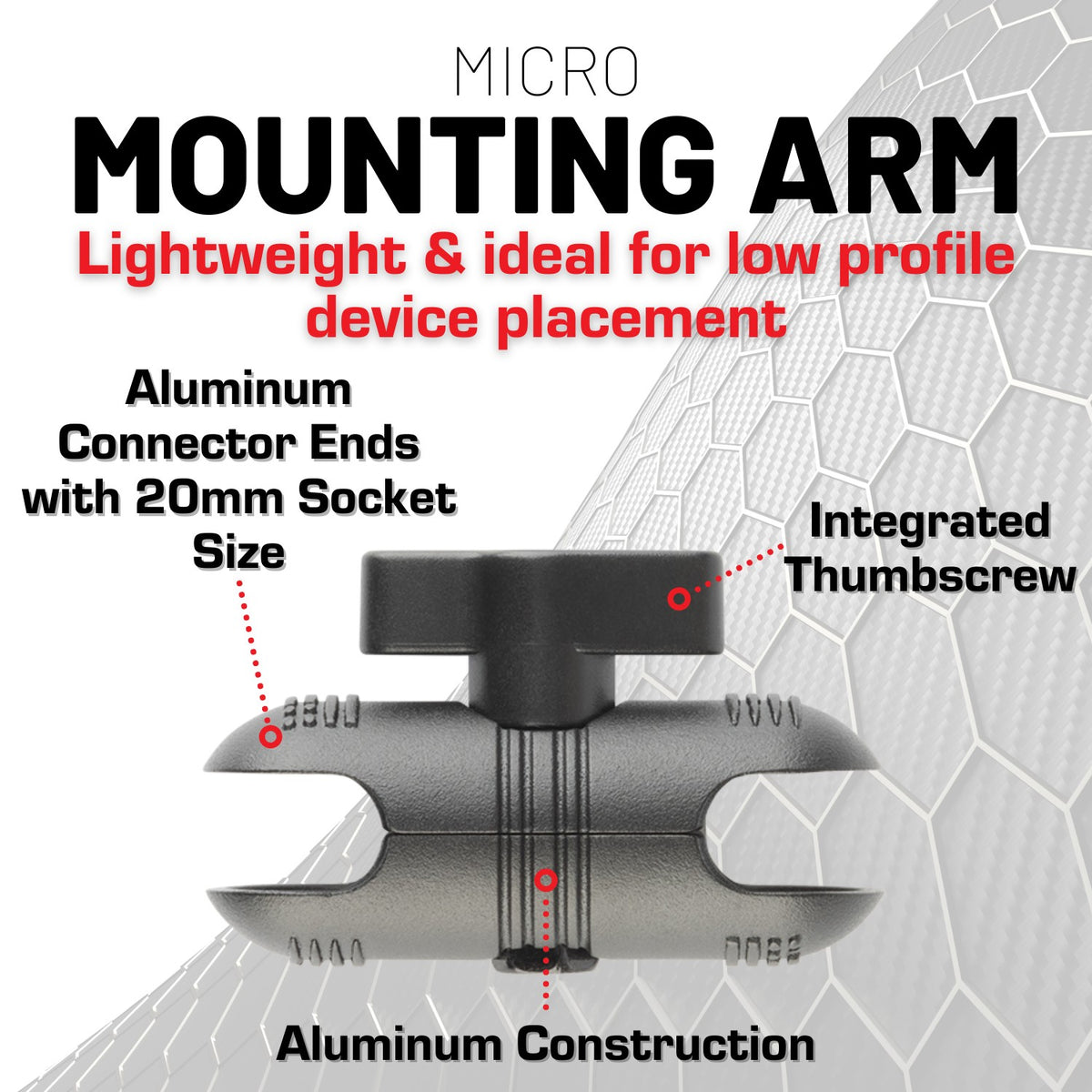 Carbon Fiber/Kevlar Hybrid Mount Arm - Matte Finish