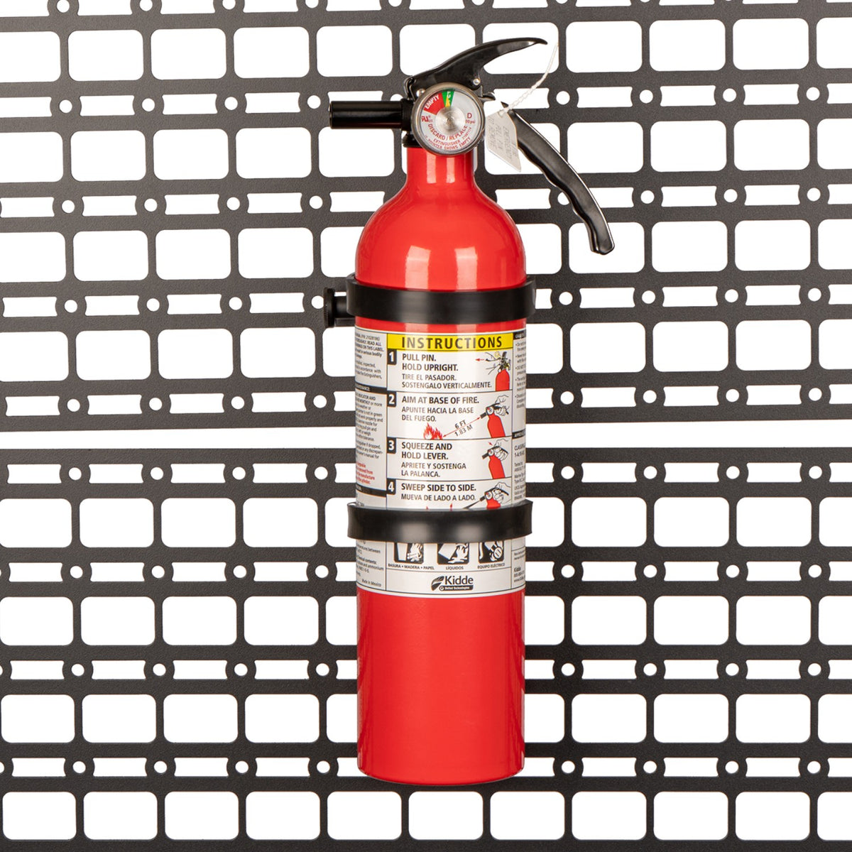 Quick-Release CNC Aluminum Fire Extinguisher Mount compatible with MOLLE Panels