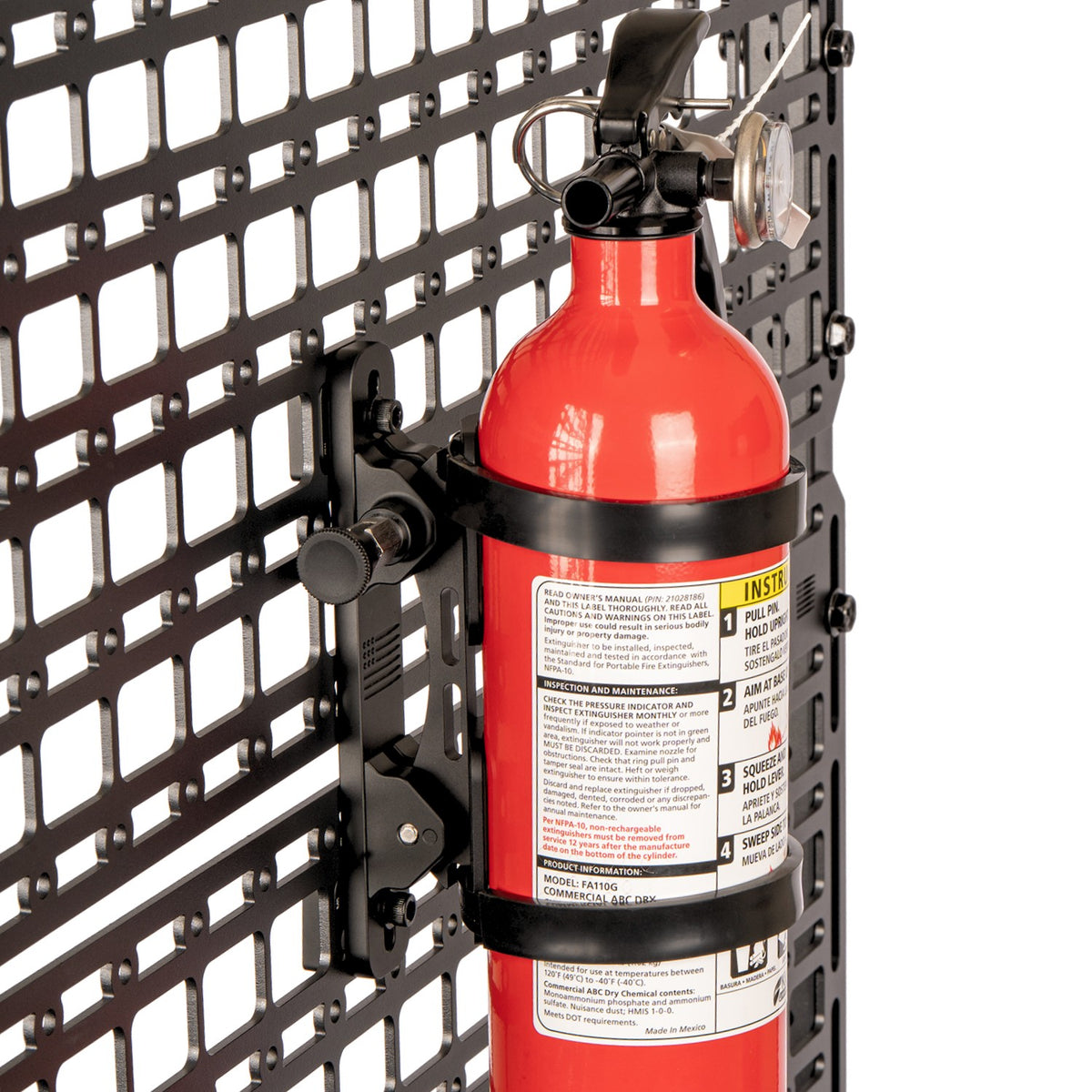 Quick-Release CNC Aluminum Fire Extinguisher Mount compatible with MOLLE Panels