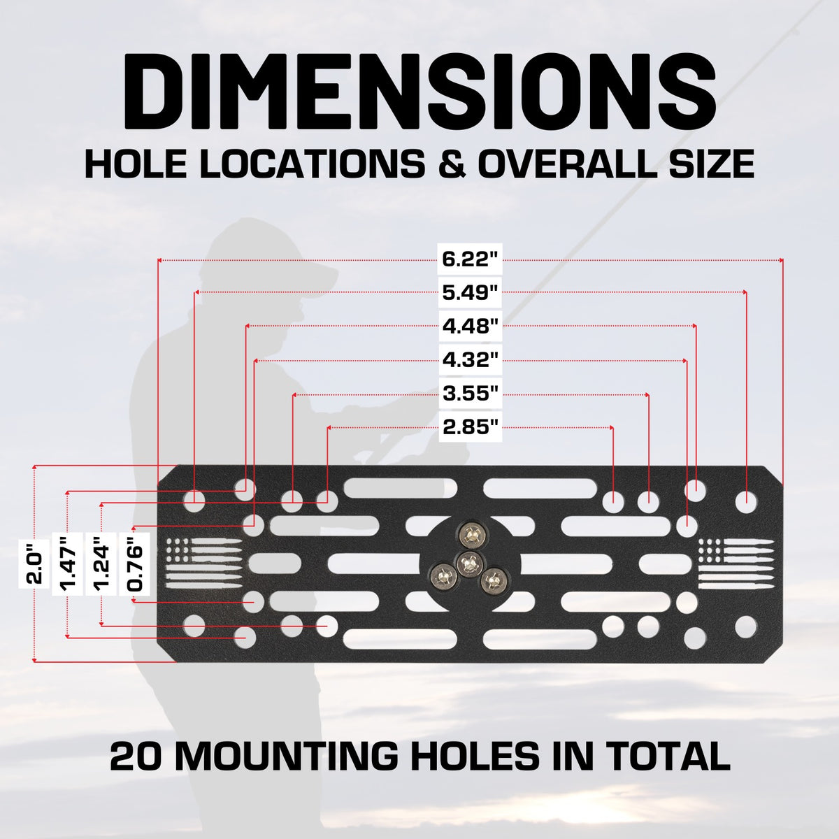 Universal Fish Finder Mount with 20mm Connector End Nubby Edition - Aluminum Marine Device Plate compatible with Garmin / Lowrance / Humminbird / Raymarine