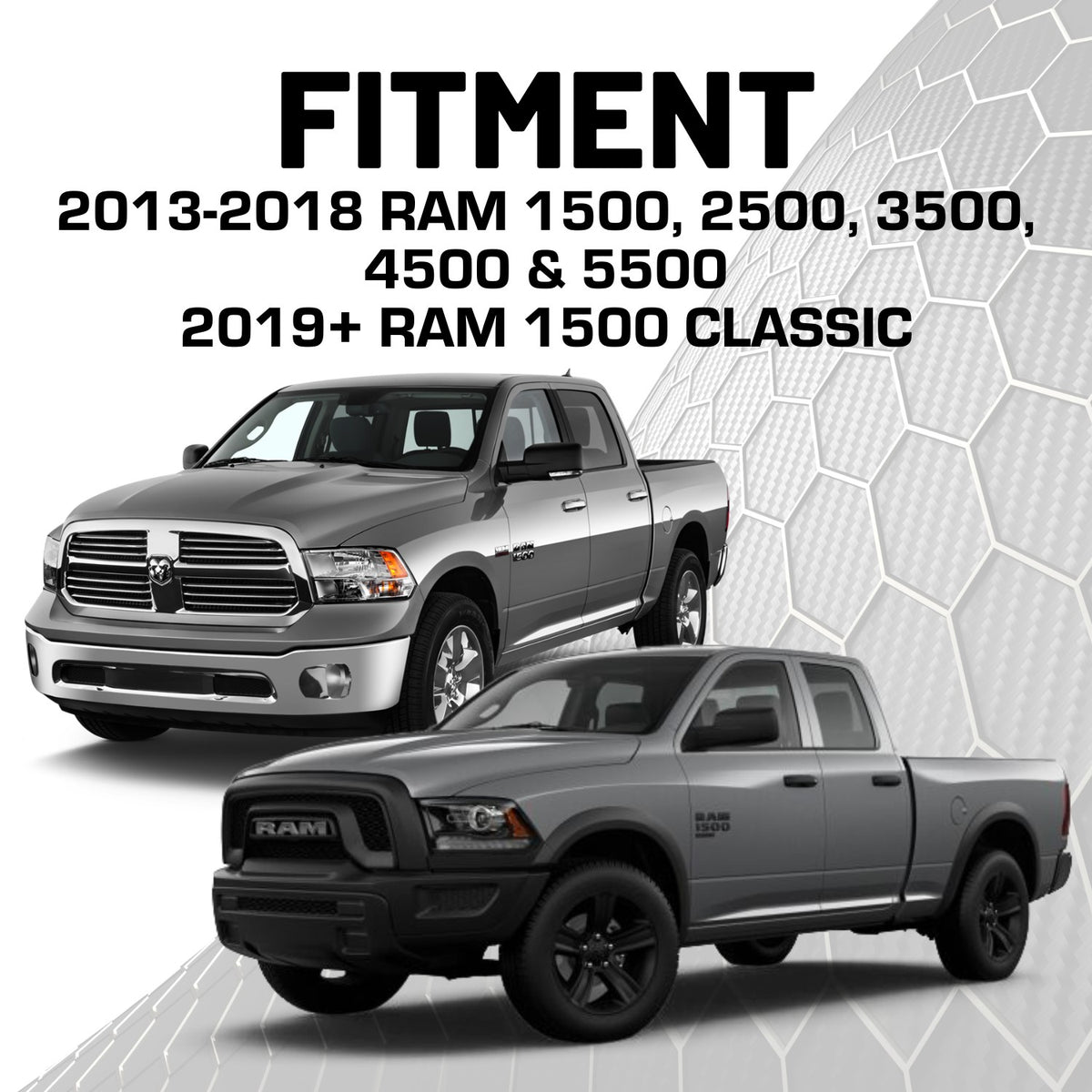 RubiGrid® 2013-2018 RAM Truck &amp; 2019-2024 RAM 1500 Classic Phone Holder Multi-Device Dash Mount
