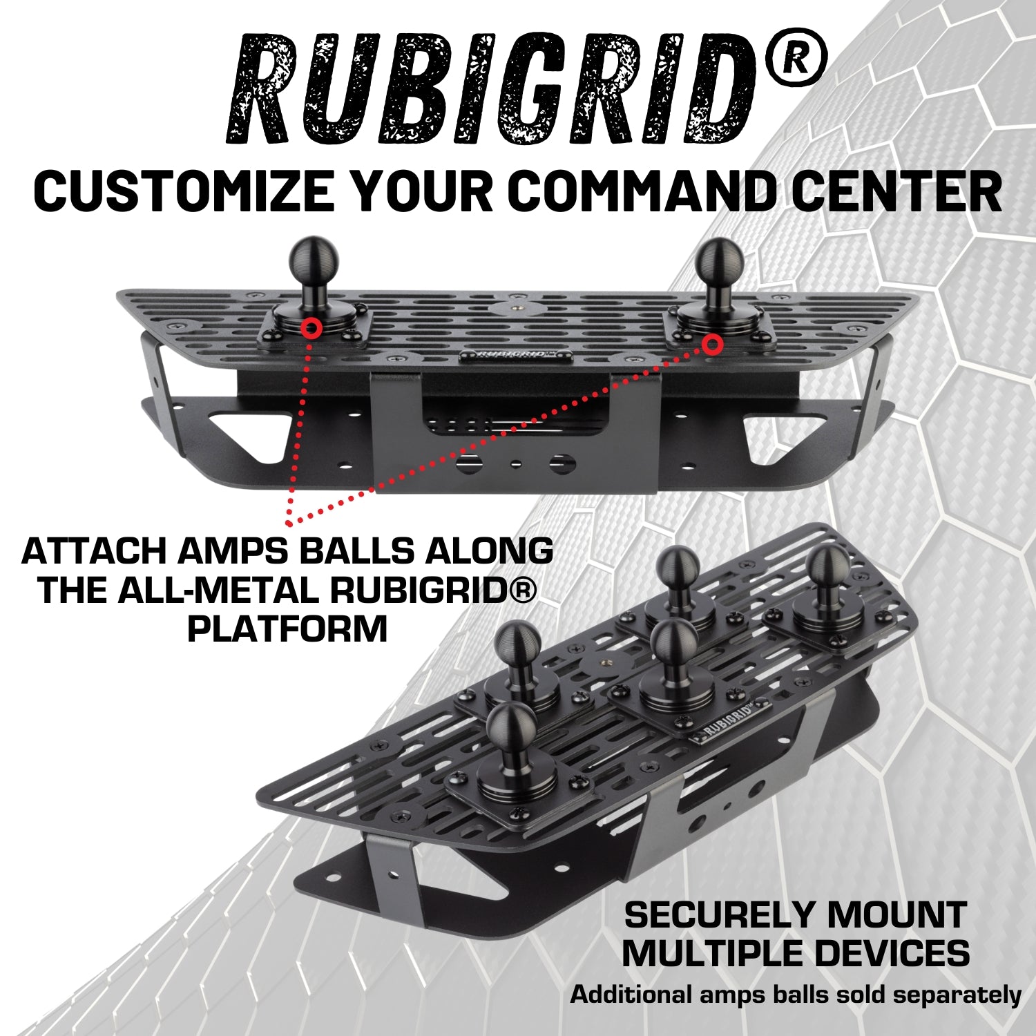 RubiGrid® GMC Sierra + Chevrolet Silverado Dash Mount with Red Arms